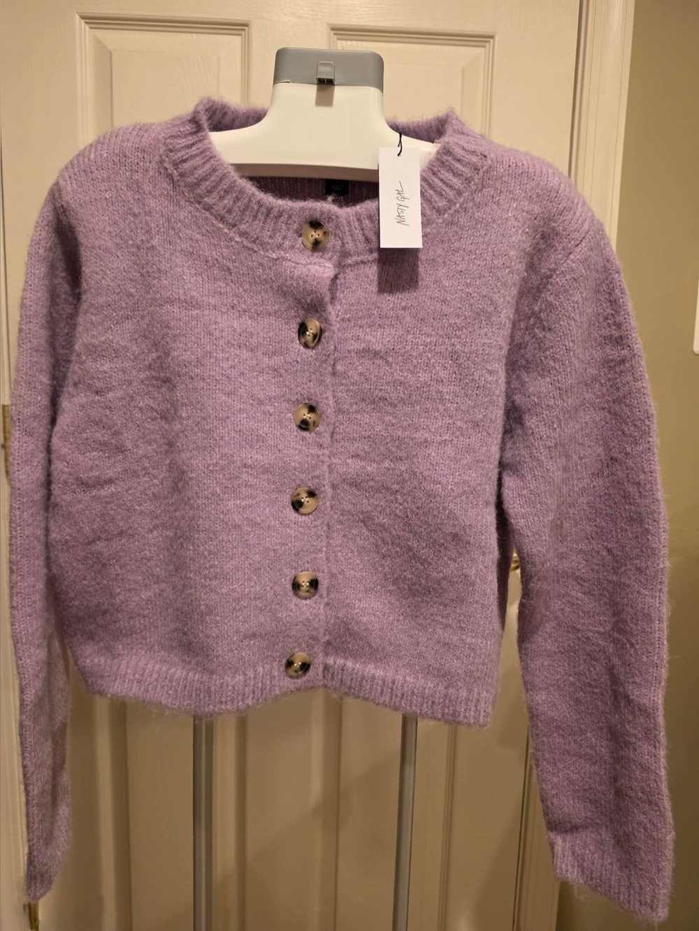Nasty Gal Lavender Button-Up Knit Cardigan size L NWT